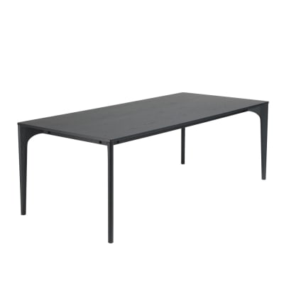 Table à manger rectangulaire noire pieds en chêne massif l220