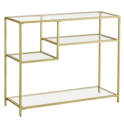 Table d'appoint moderne étagères en métal et verre trempé d'entrée