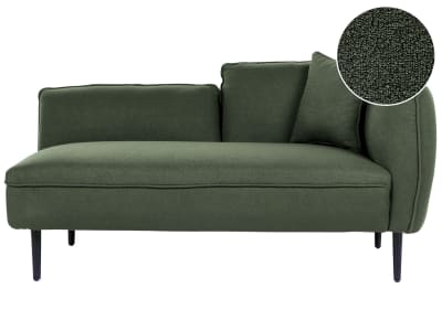 Chaise longue côté droit bouclé vert foncé