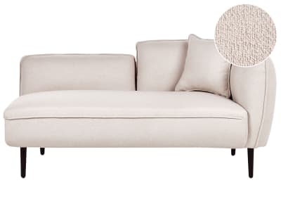 Chaise longue côté droit bouclé beige clair