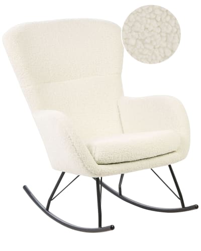Fauteuil à bascule bouclé beige clair