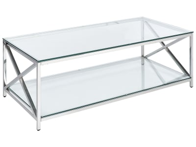 Table basse verre de sécurité argenté