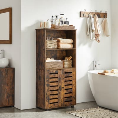 Armoire sur pied de cuisine avec portes à persiennes marron
