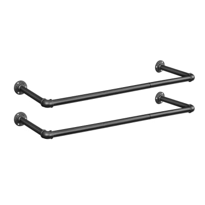 Ensembles de 2 rails de suspension de vêtements 92 x 30 x 7 cm noir