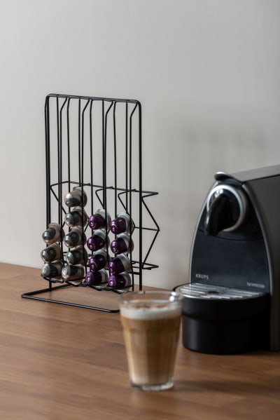 Porte-capsules à café métal noir H33cm
