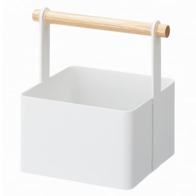 Caisse de rangement en bois blanc et anse en frêne naturel