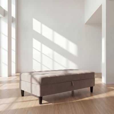 Pouf avec rangement en velours anthracite