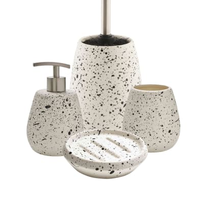Set salle de bain céramique moucheté 4 pièces