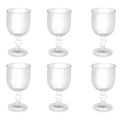 Set de 6 verres à eau en verre strié 37cl
