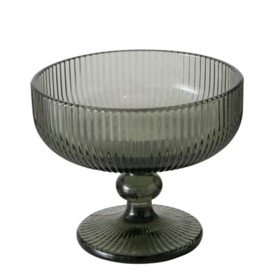 Coupelle sur pied en verre gris strié 300ml