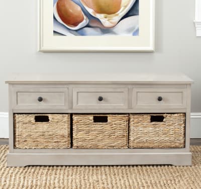 Meubles de rangement en bois de pin, gris vintage
