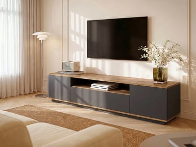 Meuble tv panneau de particule gris anthracite