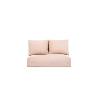 Pouf convertible 2 places velours blanc crème