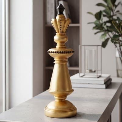 Roi des échecs en résine doré et noir ø 11x32,5  cm