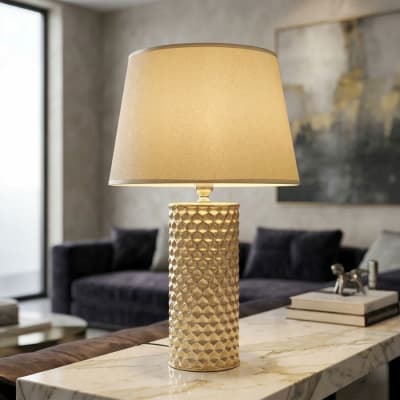 Lampe de table en céramique dorée avec abat-jour ø cm 30x47,5