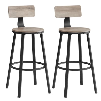 Tabourets de bar moderne avec dossier cadre en acier gris