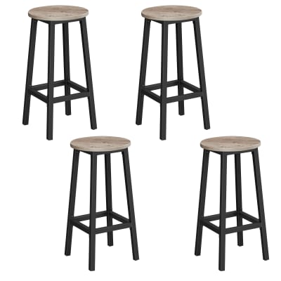 Tabourets de bar cadre métallique hauteur avec repose-pieds 64 cm noir