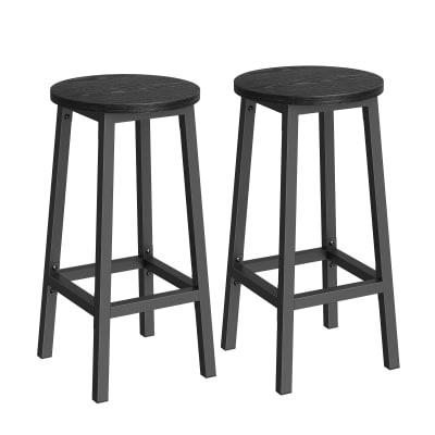 Tabourets de bar cadre métallique hauteur avec repose-pieds 64 cm noir