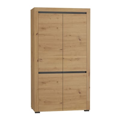 Armoire 2 portes led inclus panneaux stratifiés gris