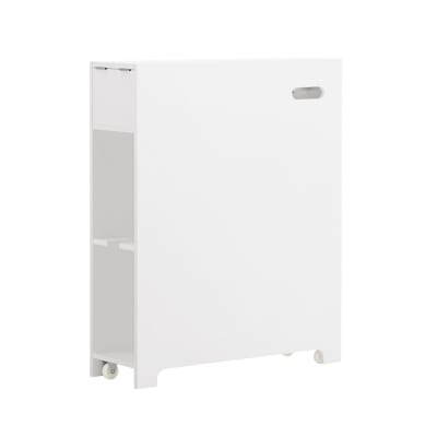Armoire wc toilettes compact avec 2 tiroirs effet bois blanch