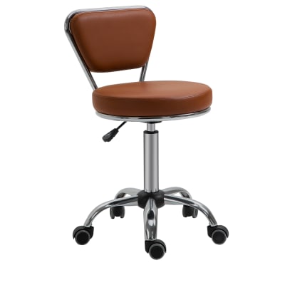 Tabouret de massage vintage réglable pivotant dossier chromé marron