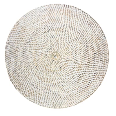 Pack de 4 sets de table ronds avec sous-verres en rotin blanc 35cm