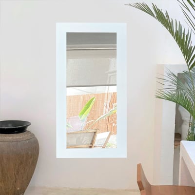 Miroir mural en bois massif de couleur blanche 140x70cm