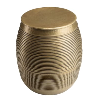 Table d’appoint alu couleur laiton foncé strié