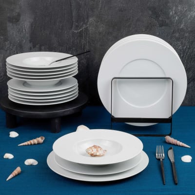 Service de vaisselle 18 pièces en porcelaine blanc