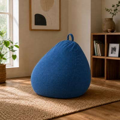 Pouf poire déhoussable bleu 120 x 100 cm