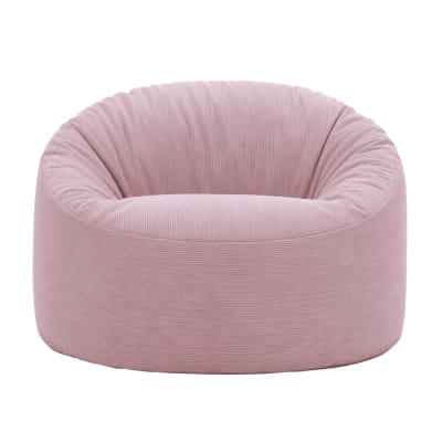 Pouf velours côtelé rose 100 cm