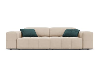 Canapé 3 places en tissu velours beige clair