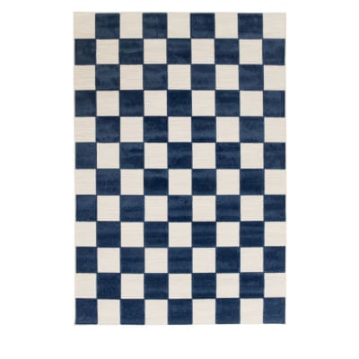 Tapis intérieur et extérieur géométrique -120x170cm bleu polypropylène