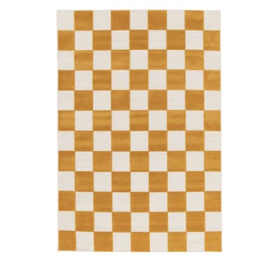 Tapis int/ext géométrique - 120x170cm jaune moutarde polypropylène