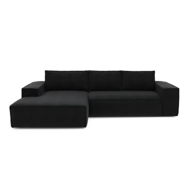 Canapé convertible angle gauche 5 places en velours anthracite foncé