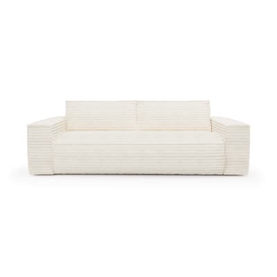 Canapé convertible express matelas 140cm 3 places velours côtelé crème