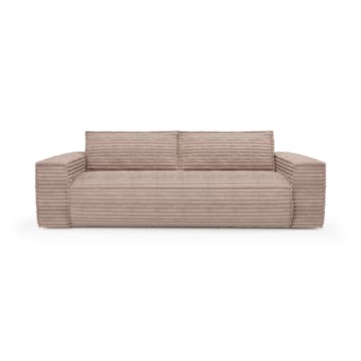 Canapé convertible express matelas 140cm 3 places velours côtelé taupe