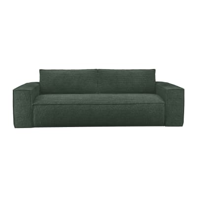 Canapé convertible express matelas 140cm 3places velours vert émeraude