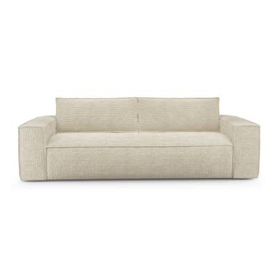Canapé convertible express matelas 160cm 4 places en velours crème