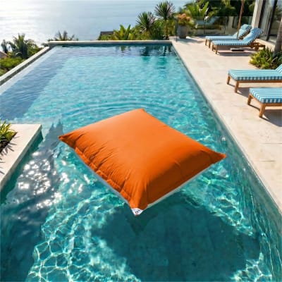 Pouf géant xxl déhoussable, flottant pour piscine, orange