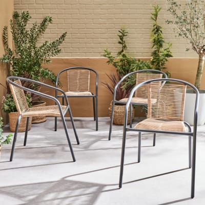 Fauteuils de jardin anthracite et naturel (lot de 4)