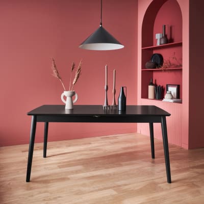 Table à manger extensible noire, 6 à 8 places