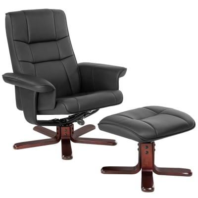 Fauteuil relax avec pied en croix en cuir synthétique noir/marron