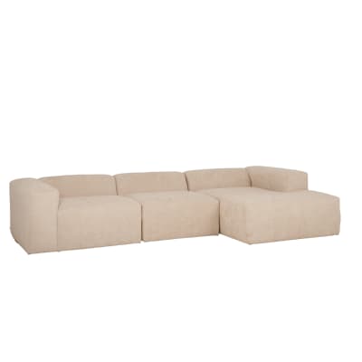 Canapé 5/6 places 3 modules d'angle droit en boucle en beige