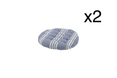 Pack de 2 coussins pour chaise ronde 40 cm rayures bleues
