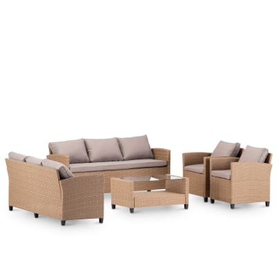 Set de 2 fauteuils et 2 canapés 3 places avec table basse