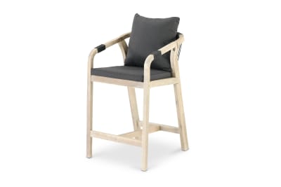 Pack 2 tabourets en bois et corde noire