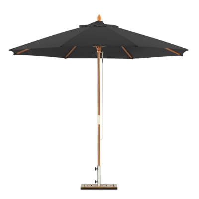 Parasol en bois rond diamètre 3m noir  - habana