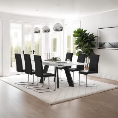 6 pièces chaises rembourrées design pieds métal, noir 41x52x99cm