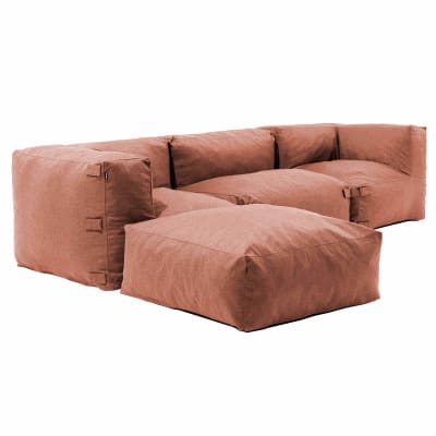 Canapé d'angle de jardin modulable 4 places terracotta